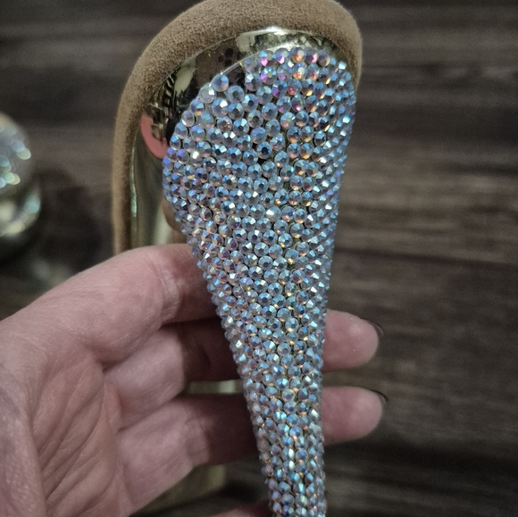 Pleaser Day & Night Gold Rhinestone Heel size 9 NEVER WORN - Picture 6 of 8